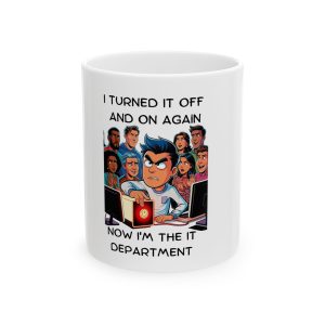 IT Department Ceramic Mug with durable white ceramic finish, available in 11oz and 15oz.